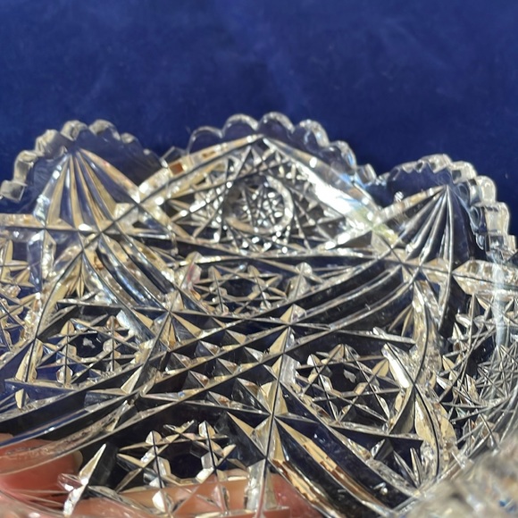 Vintage cut crystal starburst pattern bowl plate small 5” - Picture 4 of 7